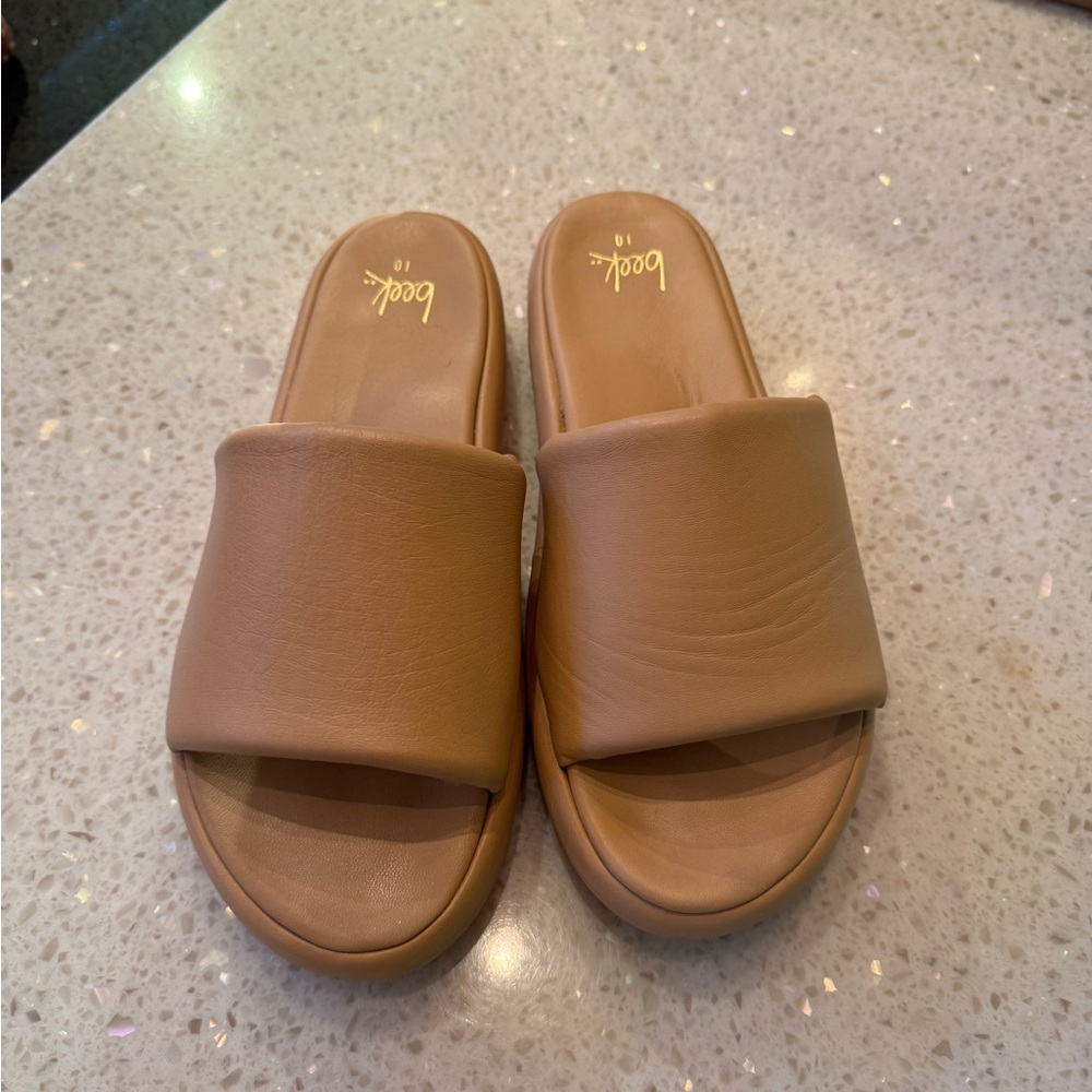 Beek Tan Slide Sandals